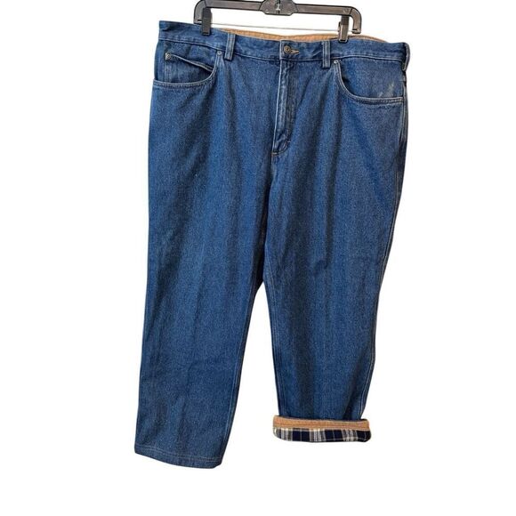 Duluth Trading Co. 42x30 Jeans Denim Dark Wash Work Heavyweight Flannel Lined - Picture 1 of 5